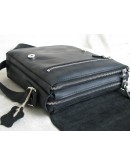 Фотография Черная кожаная вместительная мужская сумка на плечо 79889-SGE