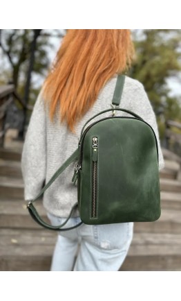 Кожаный женский зеленый рюкзак 67997701W-SGE