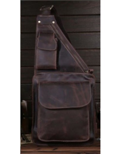 Фотография Винтажная коричневая мужская сумка на плечо - слинг Bexhill bx1089