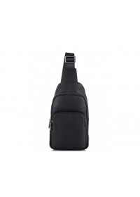 Мужской слинг черный кожаный Tiding Bag NM11-7526A