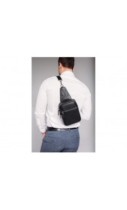 Черный мужской кожаный слинг Tiding Bag NM29-88013A