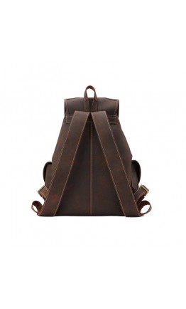 Кожаный мужской коричневый брутальный рюкзак P3165