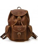 Фотография Винтажный оригинальный кожаный коричневый рюкзак P3165B