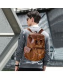 Фотография Винтажный оригинальный кожаный коричневый рюкзак P3165B
