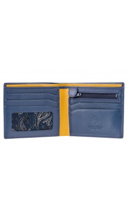 Синий кожаный кошелек Visconti PM101 Pablo c RFID (Blue Mustard)