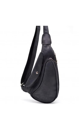 Мужской винтажный кожаный черный рюкзак на одно плечо Tarwa RA-3026-3md