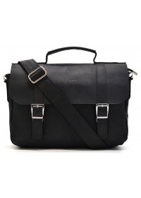 Кожаная мужская черная сумка-портфель на плечо с ручкой TARWA RA-6008-3md