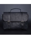 Фотография Кожаная мужская черная сумка-портфель на плечо с ручкой TARWA RA-6008-3md