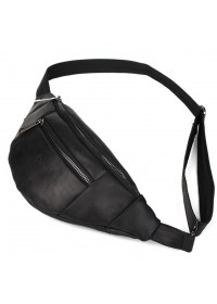 Кожаная черная сумка мужская на пояс Tarwa RA-8040-3md