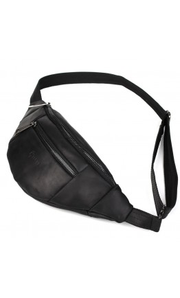 Кожаная черная сумка мужская на пояс Tarwa RA-8040-3md