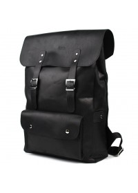 Черный кожаный брутальный мужской рюкзак Tarwa RA-9001-4lx