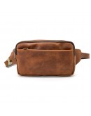 Фотография Мужская коричневая сумка на пояс из натуральной винтажной кожи Tarwa RB-0704-3md