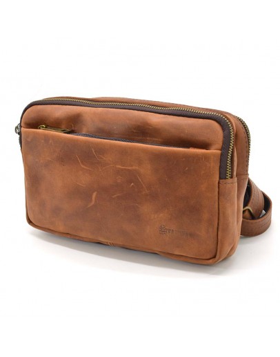 Фотография Мужская коричневая сумка на пояс из натуральной винтажной кожи Tarwa RB-0704-3md