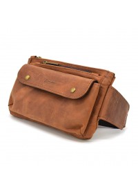 Кожаная винтажная коричневая сумка на пояс Tarwa RB-8136-3md