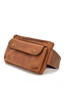 Кожаная винтажная коричневая сумка на пояс Tarwa RB-8136-3md