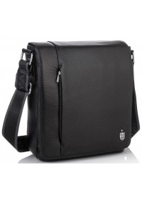Кожаная плечевая мужская сумка черная Royal RB70011