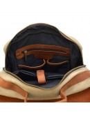 Фотография Вместительный рюкзак из натуральной кожи и прочной ткани канвас песочного цвета TARWA RBs-3420-3md