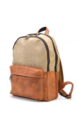 Вместительный рюкзак с сочетанием натуральной кожи и ткани Tarwa RbSc-7273-3md