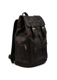 Кожаный коричневый мужской вместительный рюкзак для ноутбука TARWA RC-0010-4lx