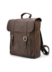 Вместительный рюкзак из натуральной винтажной кожи TARWA RC-3420-3md коричневый