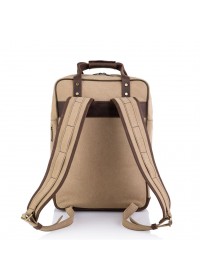 Рюкзак коричневого цвета из натуральной кожи и ткани Tarwa RC-3943-4lx
