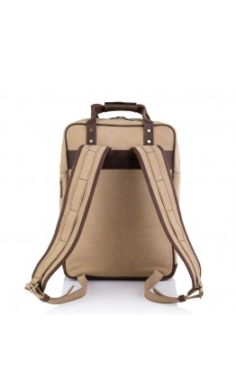 Рюкзак коричневого цвета из натуральной кожи и ткани Tarwa RC-3943-4lx