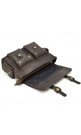 Мужская большая кожаная коричневая сумка на плечо Tarwa RC-6690-4lx