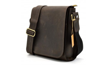 Коричневая кожаная сумка на плечо c клапаном Tarwa RC-30271-3md