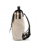Фотография Вместительный рюкзак из натуральной кожи и прочной ткани канвас бежевого цвета TARWA RCj-3420-3md