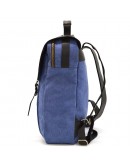 Фотография Вместительный рюкзак из натуральной кожи и прочной ткани канвас синего цвета TARWA RCk-3420-3md