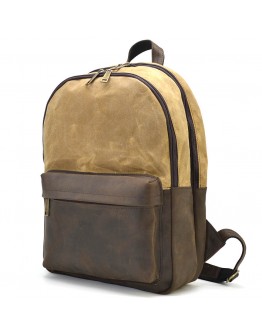Коричневый вместительный мужской рюкзак из ткани и натуральной кожи TARWA RCW-7273-3md