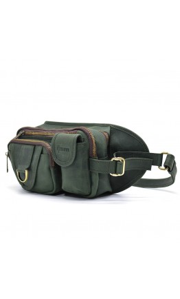 Зеленая сумка на пояс из натуральной винтажной кожи Tarwa RE-1560-4lx