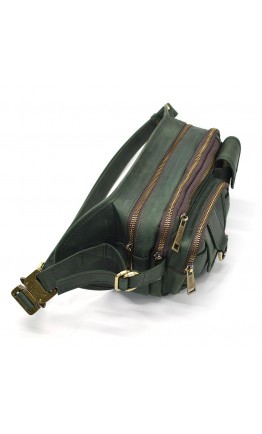 Зеленая сумка на пояс из натуральной винтажной кожи Tarwa RE-1560-4lx