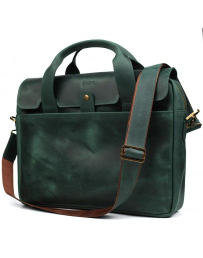 Фотография Зеленая мужская кожаная сумка для ноутбука винтажная Tarwa RE-1812-4lx
