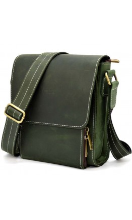 Зеленая сумка на плечо мужская кожаная Tarwa RЕ-3027-3md