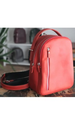 Кожаный женский красный рюкзак 64993301W-SGE