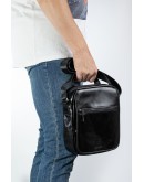Фотография Черная мужская кожаная сумка на плечо - барсетка REK-020-Black