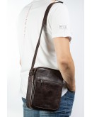 Фотография Коричневая мужская кожаная сумка на плечо - барсетка REK-020-Brown