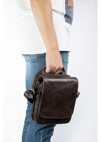 Коричневая мужская кожаная сумка на плечо - барсетка REK-115-3-Brown