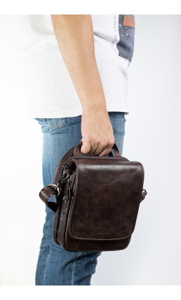 Коричневая мужская кожаная сумка на плечо - барсетка REK-115-3-Brown
