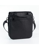 Фотография Черная мужская сумка на плечо - барсетка из натуральной зернистой кожи REK-115-3-Flotar