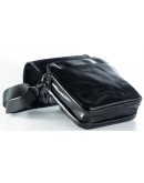Фотография Черная мужская сумка на плечо - барсетка из глянцевой натуральной кожи REK-115-3-Vac