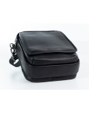 Фотография Небольшая черная мужская сумка на плечо - барсетка из натуральной кожи REK-119-Vermont