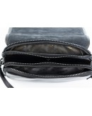Фотография Черный мужской клатч - сумка на плечо из натуральной глянцевой кожи REK-215-Vac