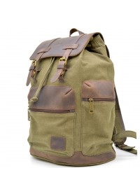 Вместительный тканево-кожаный рюкзак цвета хаки Tarwa RH-0010-4lx