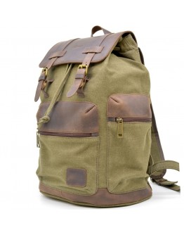 Вместительный тканево-кожаный рюкзак цвета хаки Tarwa RH-0010-4lx