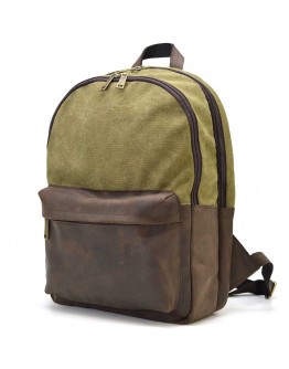 Удобный мужской рюкзак из натуральной кожи и прочной ткани TARWA RHc-7273-3md