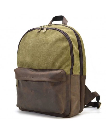 Фотография Удобный мужской рюкзак из натуральной кожи и прочной ткани TARWA RHc-7273-3md