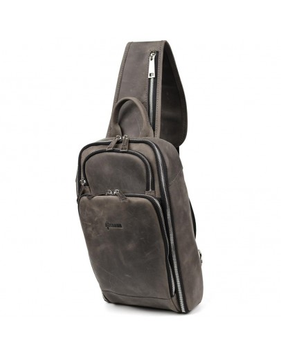 Фотография Кожаный серый мужской рюкзак - слинг TARWA RJ-0910-4lx