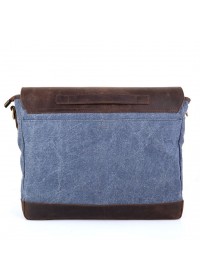 Большая синяя мужская сумка на плечо кожа+ткань Tarwa RK-1809-4lx